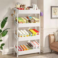 Lantine 4-Tier Retail Snack Display Shelf with 4 Hooks, suitable for vendors, store, supermarket and home kitchen.