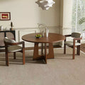 MAYEERTY Round Farmhouse Dining Table, Wood Grain MDF Kitchen Table with 300lb Weight Capacity, Easy Assembly Dining Room Table
