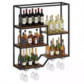 Costway Wall Mounted Wine Rack 6-Tier Hanging Bar Shelf w/ Bottle Display Shelf