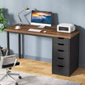Computer Desk with 5 Drawers, 47 inches Rustic Brown Home Office Desk with Storage, Modern Simple Laptop Desk Study Writing Table for Small Spaces