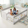 Extra Large Baby Playpen with Gate  Indoor Toddler Play Yard & Kids Play Area Fence, Sturdy Gray 6959x26in