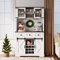 CuisinSmart Farmhouse Bar Cabinet with Sliding Barn Door, Kitchen Buffet Hutch, 3 Drawer Rustic Sideboard for Living Room, Coffee Bar, Pure