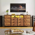 TV Stand, 63 Dresser TV Stand for 65-75 Inch TVs with Charging Station & Lights
