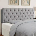 Bekrvio Queen Upholstered Headboard Button Diamond Tufted Solid Wood Bed Headboard with Metal Legs, Adjustable Height, Grey