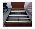 Upholstered Platform Bed Frame with 2 Storage Drawers, Faux Leather Low Profile Bed Base with Wood Slat Support, No Box Spring Needed