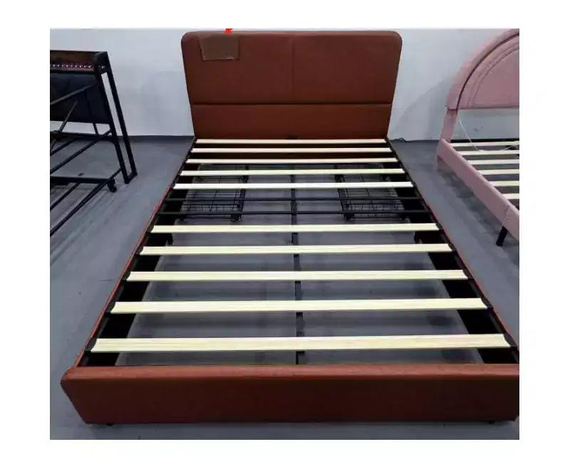 Upholstered Platform Bed Frame with 2 Storage Drawers, Faux Leather Low Profile Bed Base with Wood Slat Support, No Box Spring Needed