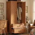 Armoire, Wardrobe Closet with 2 Drawers & 2 Doors, 71H Tall Farmhouse Rustic Brown Wooden Storage