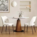 Set of 2 Wooden Dining Chairs | Modern Farmhouse Fabric Upholstered Chairs with Hollow Back & Adjustable Foot Pegs for Dining Room, Living Room