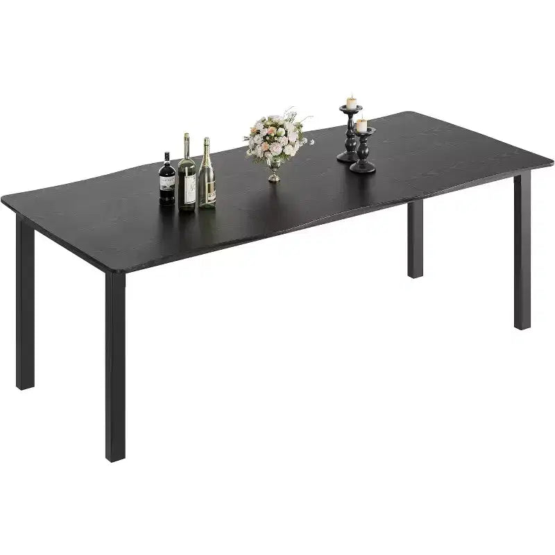 78.7 Wave Edge Dining Table - MDF Top with Metal Frame, Seats 6-8, Perfect for Kitchen/Dining Room