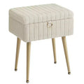 SONGMICS Vanity Stool Chair with Storage, Makeup Stool, Footrest Footstool Ottoman, Metal Legs, Adjustable Feet