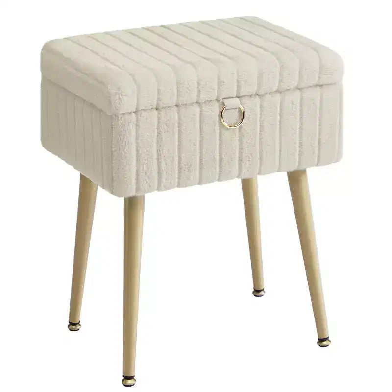 SONGMICS Vanity Stool Chair with Storage, Makeup Stool, Footrest Footstool Ottoman, Metal Legs, Adjustable Feet