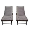Clihome 2-Piece Aluminum Wicker Outdoor Chaise Lounge - Adjustable Recline