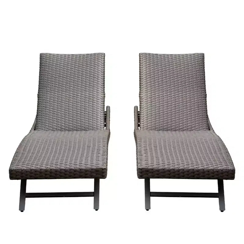 Clihome 2-Piece Aluminum Wicker Outdoor Chaise Lounge - Adjustable Recline