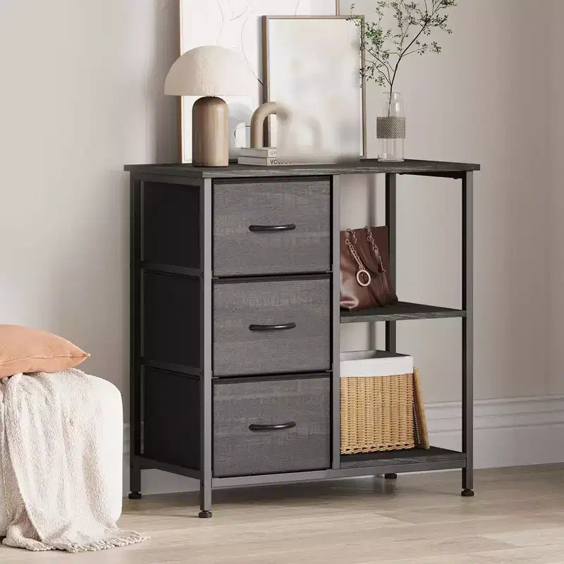 Filing Cabinet, Office Cabinet with 3 Drawers & 2 Open Compartments, Waterproof Drawer Cabinet, Printer Stand, Folder Cabinet with Adjustable Feet