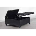 Harrison 36 inch Wide Upholstered Solid Wood Square Storage Ottoman, Distressed Graphite Black