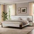 Christopher Knight Home Jariya Modern Rubber Wood Boucle Upholstered Platform Bed Frame with Curved Headboard