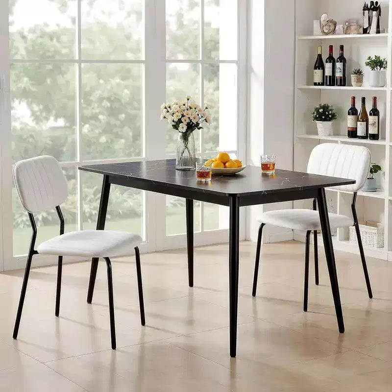 Karl Home White Comfort Upholstered Stackable Chair Fabric Seat