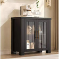 33 Sideboard Buffet Cabinet, Entryway Coffee Bar Cabinet with Glass Doors, Modern Media Console Table, Accent Credenza for Living Room Kitchen