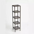 5-Tier Bamboo Shelf  Narrow Plant Stand with Slatted Shelves, Brown Wood Storage Rack for Bathroom, Living Room, Kitchen, Bedroom