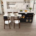 GDFStudio Bruno Modern Extendable and Rotating Kitchen Island Set with 4 Solid Wood Chairs