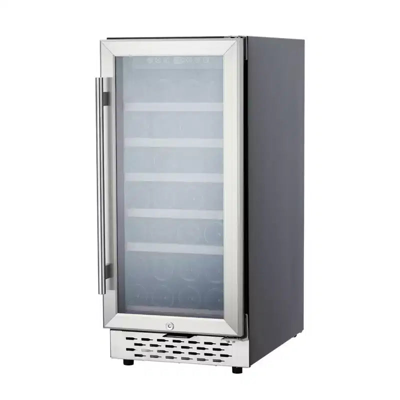 28 Bottle Wine Cooler Refrigerator, 15 Inch Freestanding Wine Fridge, Precise Temperature Control, Child Lock, Mini Beverage Refrigerator, Black