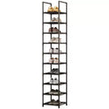 10-Tier Metal Shoe Rack Organizer  Space-Saving Tall Corner Shoe Storage Stand  Removable Fabric Shelves  Sturdy Metal Frame for Closet, Entryway