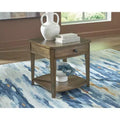 Signature Design by Ashley Burkbyer Rectangular End Table with Drawer and Lower Shelf, Brown Finish