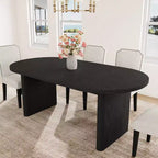 Table à manger ovale de 180 cm avec chaises de salle à manger rembourrées, table de cuisine avec base en bois épais et robuste, chaise de salle à manger à dossier haut avec pieds en bois massif