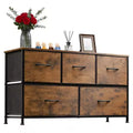 Commode de chambre Acekool de 100 cm de large avec 5 tiroirs en tissu, unité de rangement avec cadre métallique pour placard, salon, couloir