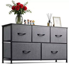 Acekool Bedroom 39.4in Wide 5 Drawer Fabric Dresser, Metal Frame Storage Organizer Unit for Closet Living Room Hallway