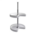 Rev-A-Shelf 18 Kidney Shaped Dual Tier Lazy Susan Organizer for Corner Base Kitchen Cabinets, Plastic Home Storage Shelves, White, 6472-18-11-52