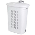 Sterilite Ultra Wheeled Laundry Hamper with Lid, Handle and Wheels for Easy Rolling of Clothes to and from the Laundry Room, Plastic, White, 3-Pack