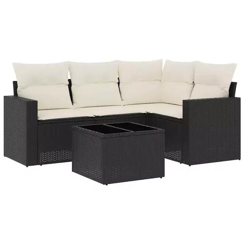 vidaXL Outdoor Sofa Set Solid Acacia Wood and Polyester Natural