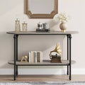 Narrow 2-Tier Industrial Entryway Console Table with Storage Shelf, Thin Behind Couch Sofa Table, Farmhouse Style
