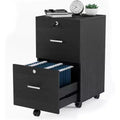 VINGLI 2-Drawer File Cabinet with Lock, Small Rolling Wood Filing Cabinet for Hanging Letter Size Filings with Tabs, Mobile Under Desk File Organizer