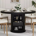 COZONY 47 Round Dining Table with Storage, Farmhouse Kitchen Table for 4-6, Circle Table with Shelf and Drawer for Dining Room