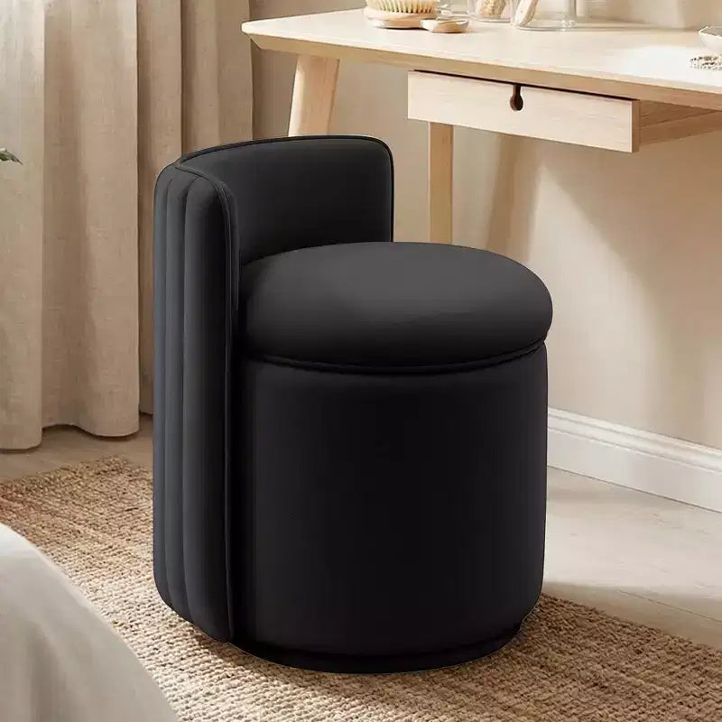 KERDOM Velvet Vanity Chair With Storage, Wavy Backrest, No Assembly, Suitable For Bedroom, Dressing Room, Living Room