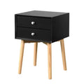 Side Table,Bedside Table with 2 Drawers and Rubber Wood Legs, Mid-Century Modern Storage Cabinet for Bedroom Living Room, Black is a modern.