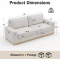 Dyonery Fixed sofa with wooden strips, cotton fabric, gray color, double person seat, 88 inches