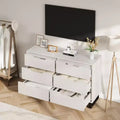 COZONY 6 Drawer Dresser 47.2 Wide Wooden Storage Cabinet, Freestanding Chest with Large Storage for Bedroom, Living Room, Hallway, White