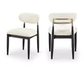 Meridian Furniture Riccio Cream Performance Fabric Upholstered Dining Side Chair, Set of 2
