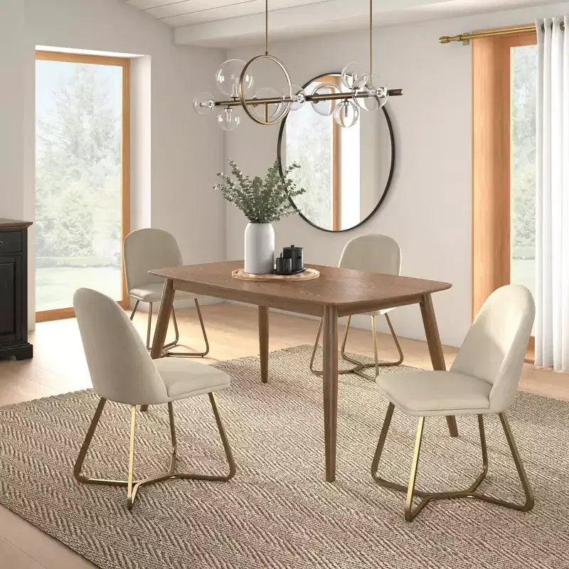 Cortland 5-Piece Fabric Mid-Century Modern Tapered Dining Set - iNSPIRE Q
