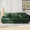 Canapé 3 places en similicuir de 218 cm avec sièges profonds, 2 coussins de dossier amovibles et 2 coussins décoratifs, imperméable, pour salon ou bureau, noir