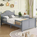 JVNOXK Kids Twin Size Wood Platform Bed in Gray with Headboard and Footboard