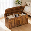 39.3 Retro Wooden Storage Bench, Heavy-Duty Toy Box Chest with Safety Hinges & 300 lb Capacity for Entryway & Bedroom