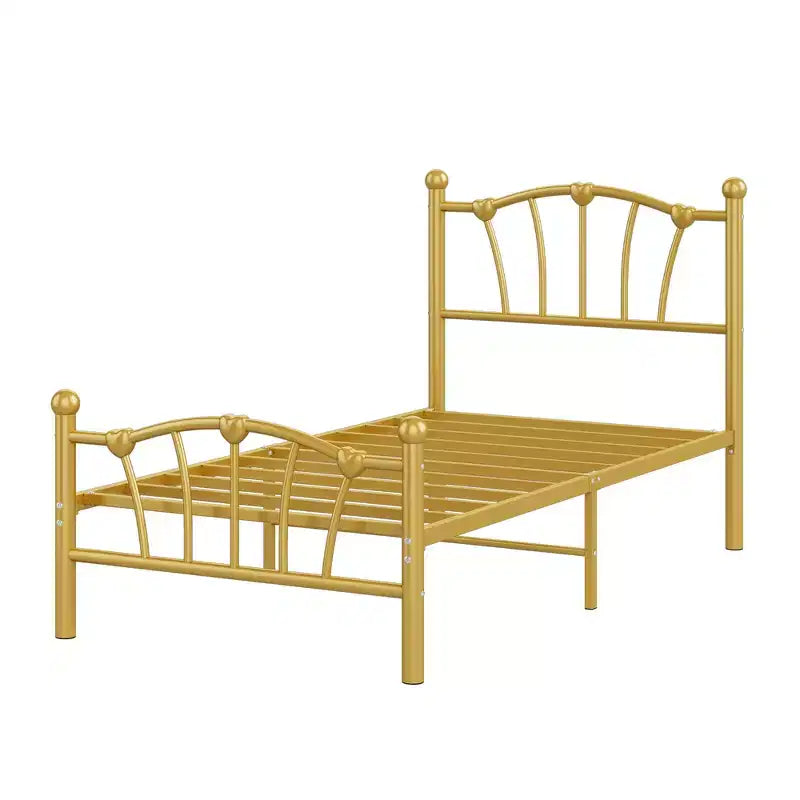 Classic Heart Shaped Metal Bed Frame, Sturdy Platform, No Box Spring Needed, Underbed Storage, Noise-Free, Easy Assembly, Twin/ Full Size