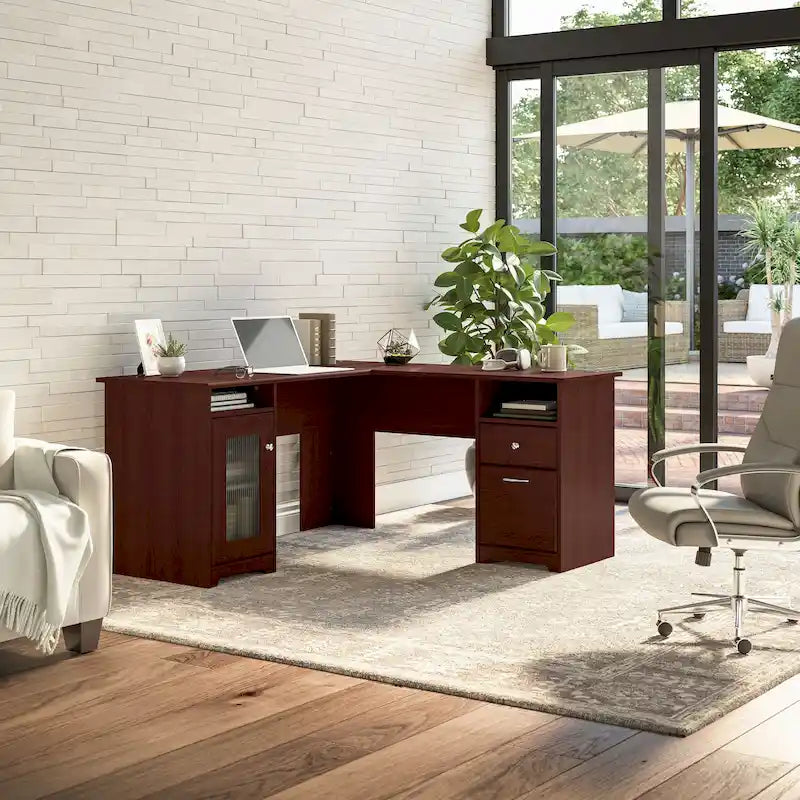 Bureau d'ordinateur d'angle 60W Cabot avec rangement