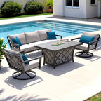 Ensemble de salon de jardin Venetia 4 pièces avec foyer et fauteuils pivotants