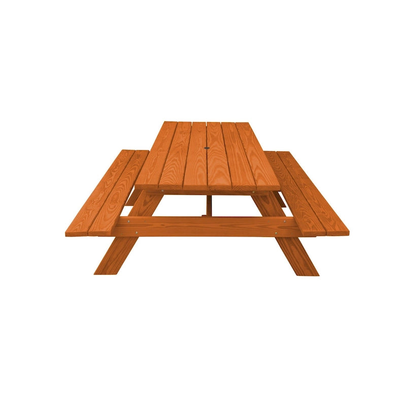 Table de pique-nique extérieure HomeRoots 94 en bois massif de séquoia avec trou pour parasol
