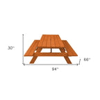 Table de pique-nique extérieure HomeRoots 94 en bois massif de séquoia avec trou pour parasol